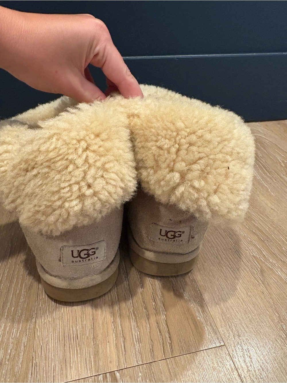UGG Shearling Cuffed Short Boots - Tan
